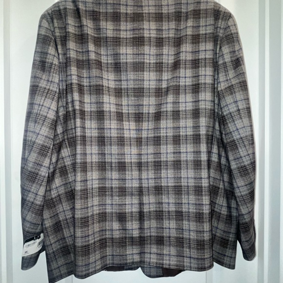 NWT Lauren Ralph Lauren UltraFlex taupe blue plaid sport coat blazer - Picture 2 of 4